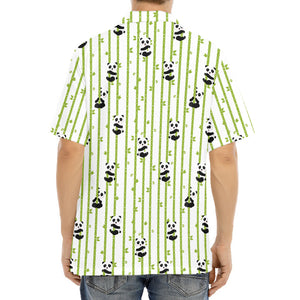 Cute Panda And Bamboo Pattern Print Aloha Shirt