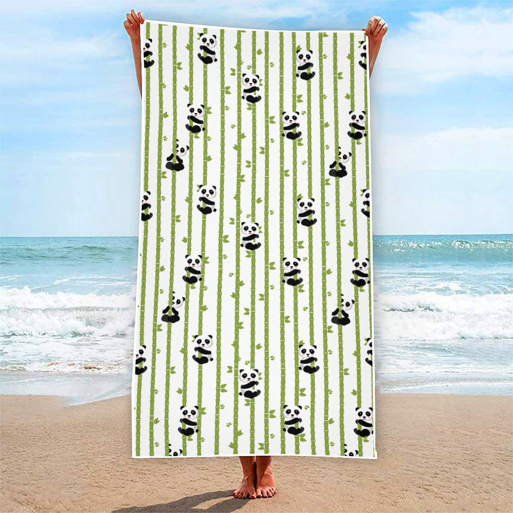 Cute Panda And Bamboo Pattern Print Beach Towel