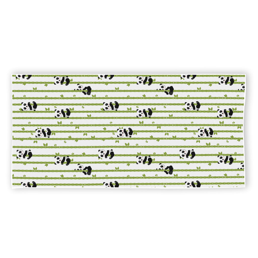 Cute Panda And Bamboo Pattern Print Beach Towel