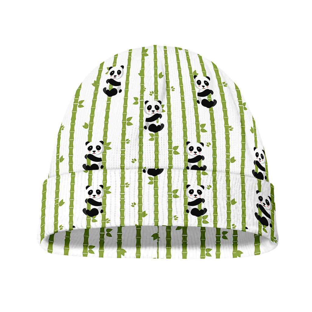 Cute Panda And Bamboo Pattern Print Beanie