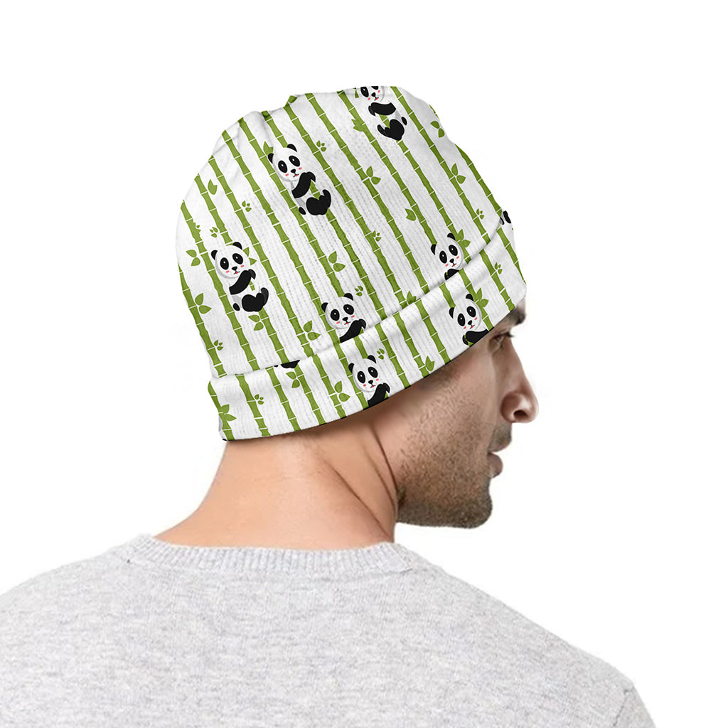 Cute Panda And Bamboo Pattern Print Beanie
