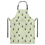 Cute Panda And Bamboo Pattern Print Bib Apron With Pocket
