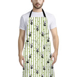 Cute Panda And Bamboo Pattern Print Bib Apron With Pocket
