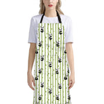 Cute Panda And Bamboo Pattern Print Bib Apron With Pocket
