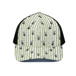 Cute Panda And Bamboo Pattern Print Black Mesh Trucker Cap