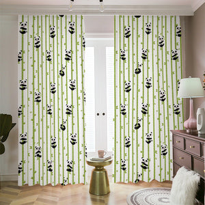 Cute Panda And Bamboo Pattern Print Blackout Pencil Pleat Curtains