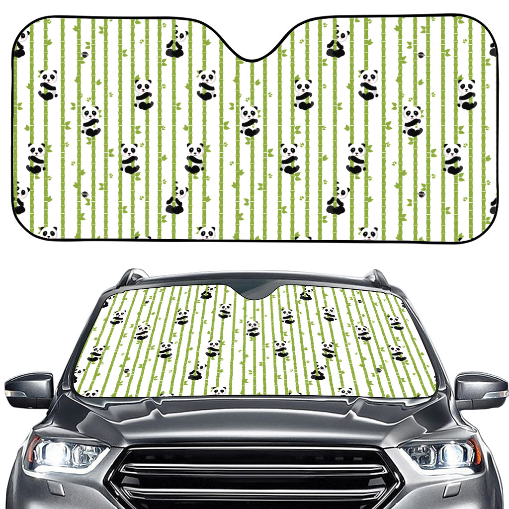 Cute Panda And Bamboo Pattern Print Car Windshield Sun Shade