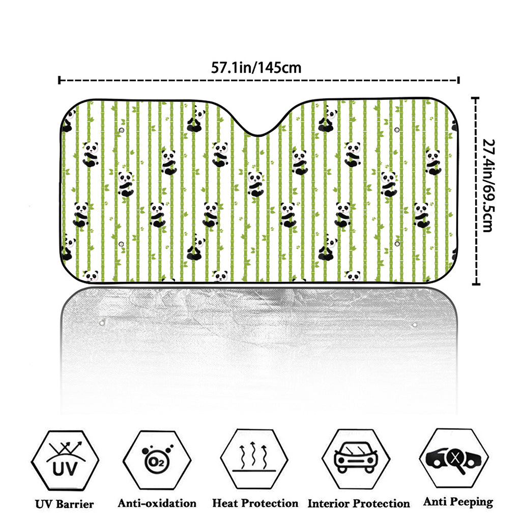 Cute Panda And Bamboo Pattern Print Car Windshield Sun Shade