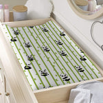 Cute Panda And Bamboo Pattern Print Changing Pad Cover