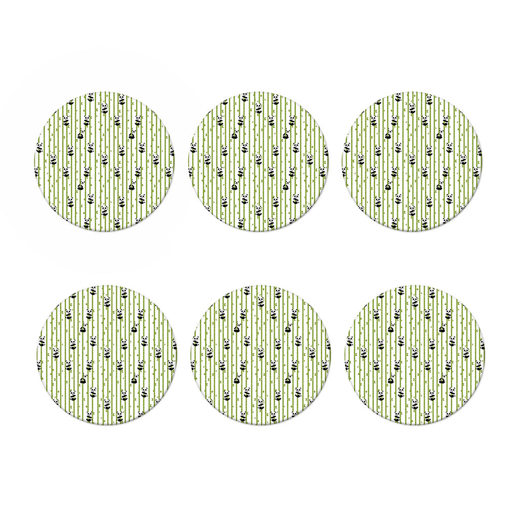 Cute Panda And Bamboo Pattern Print Coaster Set