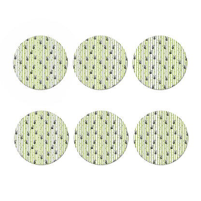 Cute Panda And Bamboo Pattern Print Coaster Set