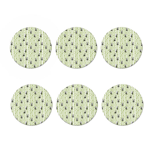 Cute Panda And Bamboo Pattern Print Coaster Set