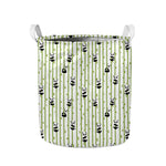Cute Panda And Bamboo Pattern Print Collapsible Laundry Basket