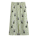 Cute Panda And Bamboo Pattern Print Cotton Front Slit Maxi Skirt