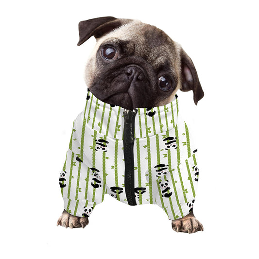 Cute Panda And Bamboo Pattern Print Dog Zip Up Jacket