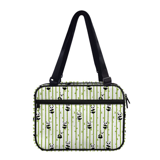 Cute Panda And Bamboo Pattern Print Double Strap Bible Bag