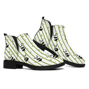 Cute Panda And Bamboo Pattern Print Flat Ankle Boots