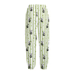 Cute Panda And Bamboo Pattern Print Fleece Lined Knit Pants