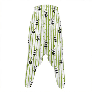 Cute Panda And Bamboo Pattern Print Hammer Pants