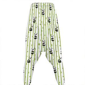 Cute Panda And Bamboo Pattern Print Hammer Pants