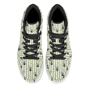 Cute Panda And Bamboo Pattern Print High Top Leather Sneakers