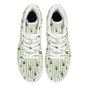 Cute Panda And Bamboo Pattern Print High Top Leather Sneakers