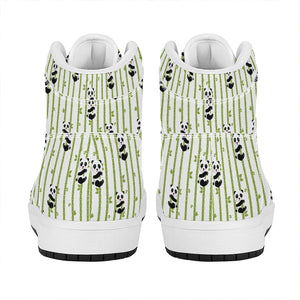 Cute Panda And Bamboo Pattern Print High Top Leather Sneakers