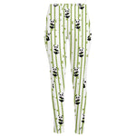 Cute Panda And Bamboo Pattern Print High-Waisted Pocket Leggings