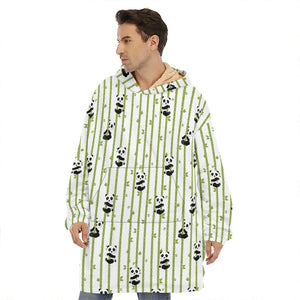 Cute Panda And Bamboo Pattern Print Hoodie Blanket