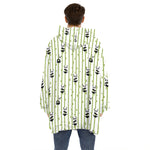 Cute Panda And Bamboo Pattern Print Hoodie Blanket