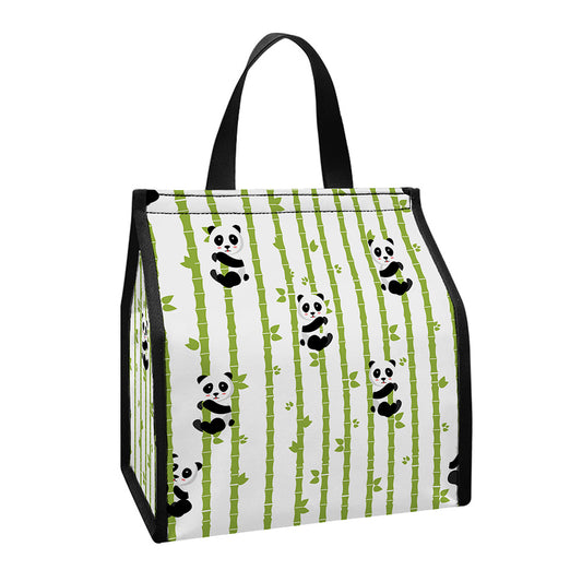 Cute Panda And Bamboo Pattern Print Insulated Lunch Tote