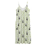 Cute Panda And Bamboo Pattern Print Jersey Midi Cami Dress