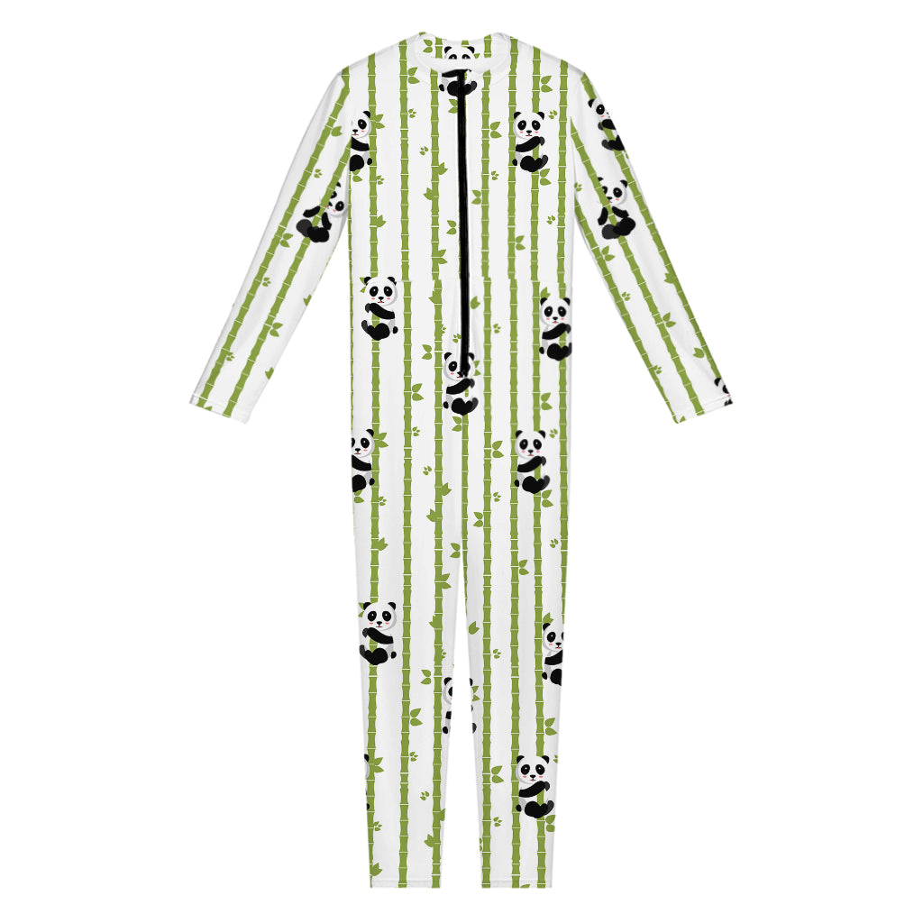 Cute Panda And Bamboo Pattern Print Jumpsuit