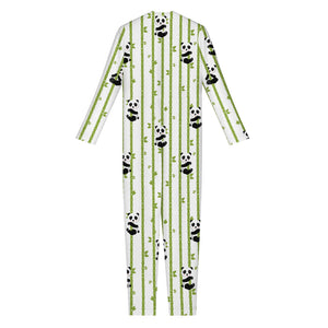 Cute Panda And Bamboo Pattern Print Jumpsuit