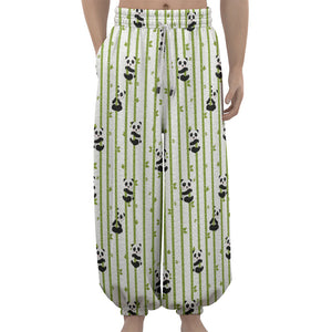 Cute Panda And Bamboo Pattern Print Lantern Pants