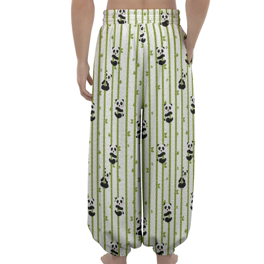 Cute Panda And Bamboo Pattern Print Lantern Pants