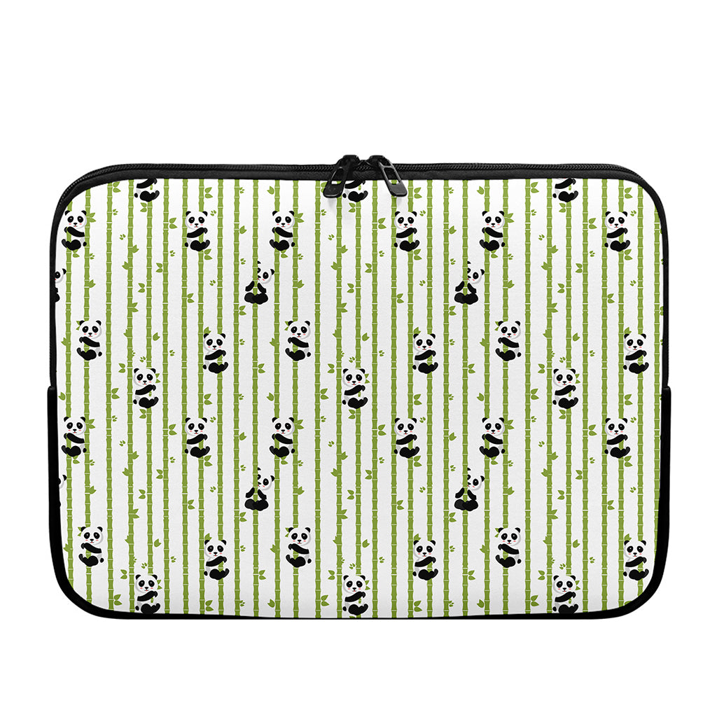 Cute Panda And Bamboo Pattern Print Laptop Sleeve