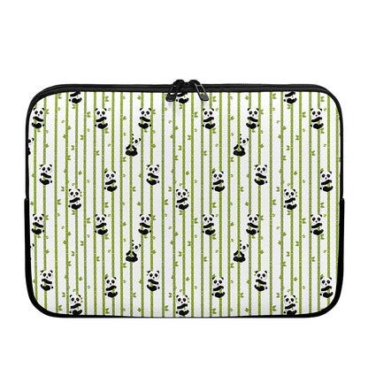 Cute Panda And Bamboo Pattern Print Laptop Sleeve