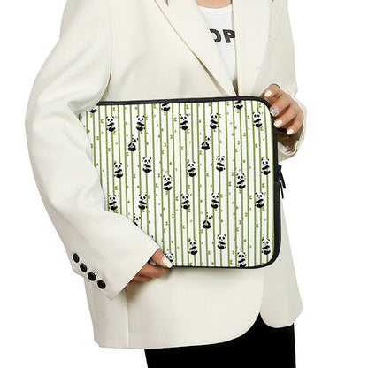 Cute Panda And Bamboo Pattern Print Laptop Sleeve