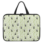 Cute Panda And Bamboo Pattern Print Laptop Sleeve With Handle