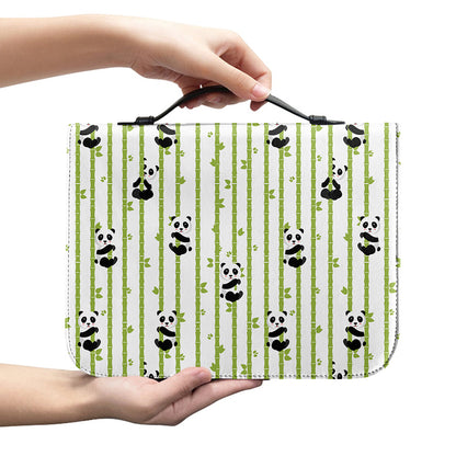 Cute Panda And Bamboo Pattern Print Leather Bible Cover