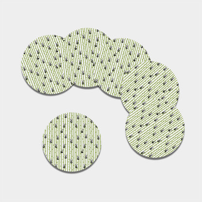 Cute Panda And Bamboo Pattern Print Leather Coaster Set