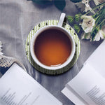 Cute Panda And Bamboo Pattern Print Leather Coaster Set