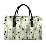 Cute Panda And Bamboo Pattern Print Leather Duffle Bag