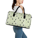 Cute Panda And Bamboo Pattern Print Leather Duffle Bag
