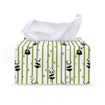 Cute Panda And Bamboo Pattern Print Leather Tissue Box Cover