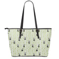 Cute Panda And Bamboo Pattern Print Leather Tote Bag With Zipper