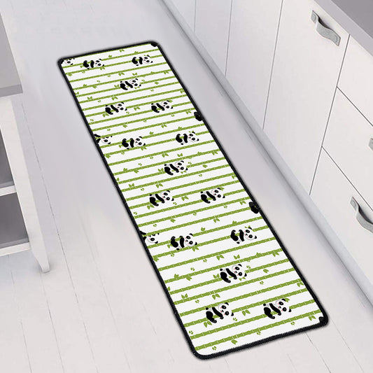Cute Panda And Bamboo Pattern Print Long Kitchen Mat