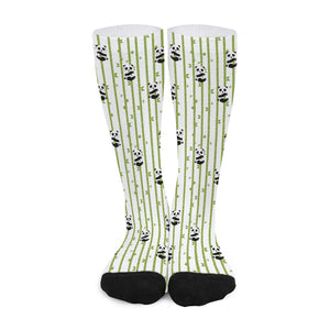 Cute Panda And Bamboo Pattern Print Long Socks