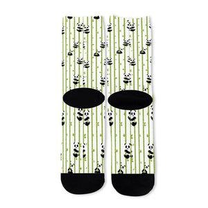 Cute Panda And Bamboo Pattern Print Long Socks